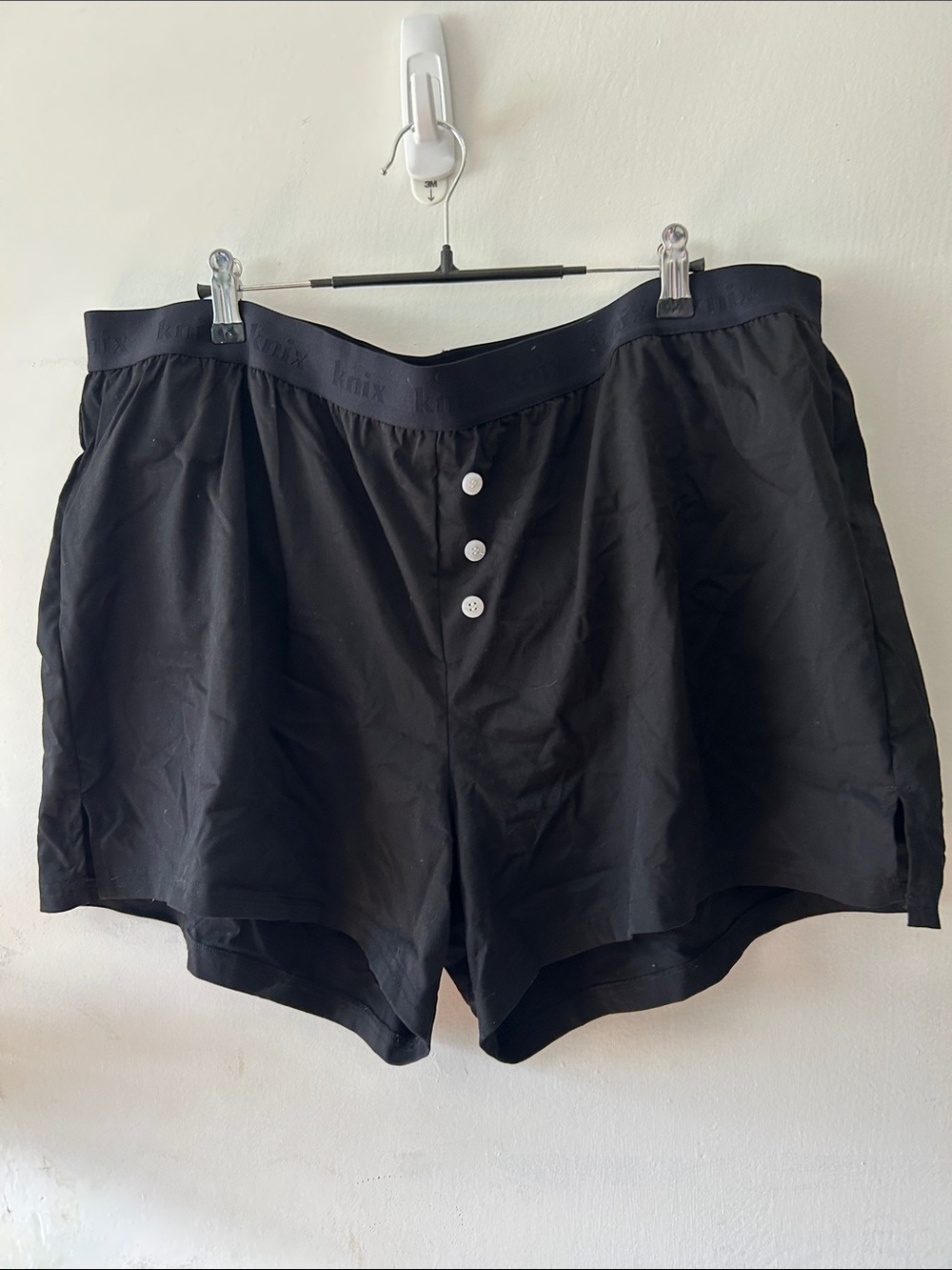 knix Black womens sleep Shorts with Button Front